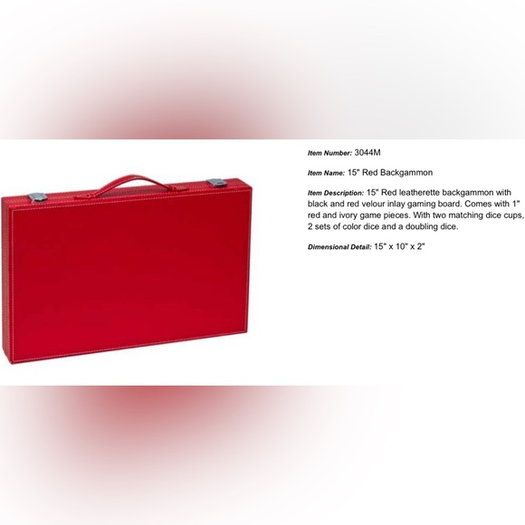 NEW 15" Red Leatherette Backgammon Game Set Black & Red Velour Inlay Board - Picture 14 of 14